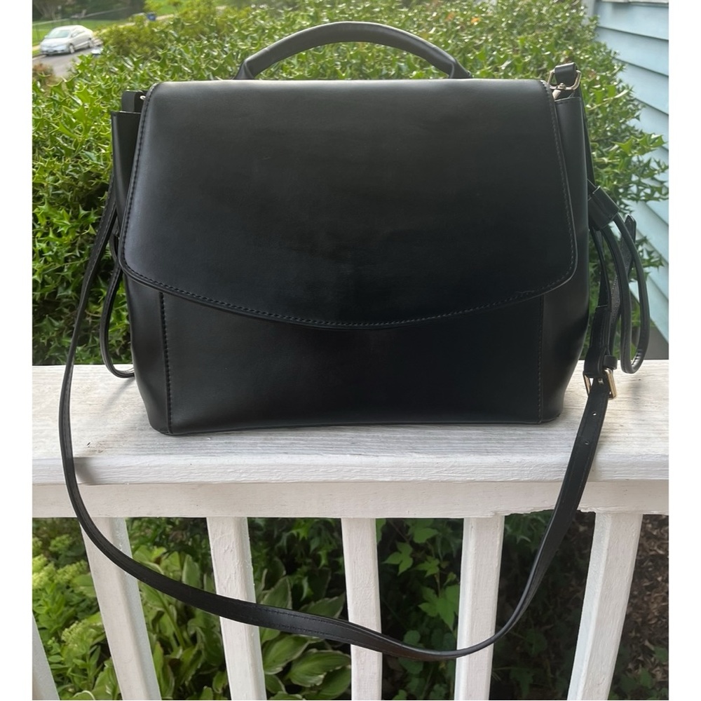 Zara Basic Faux Leather Top Handle Satchel Crossbody